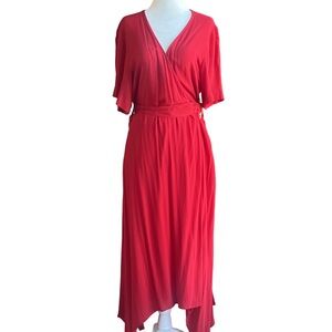Banana Republic Rayon Red Wrap Dress with pockets